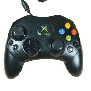 Original Xbox‎ OEM S Type Black Controller w/ Break Away Cable Fully Tested EUC